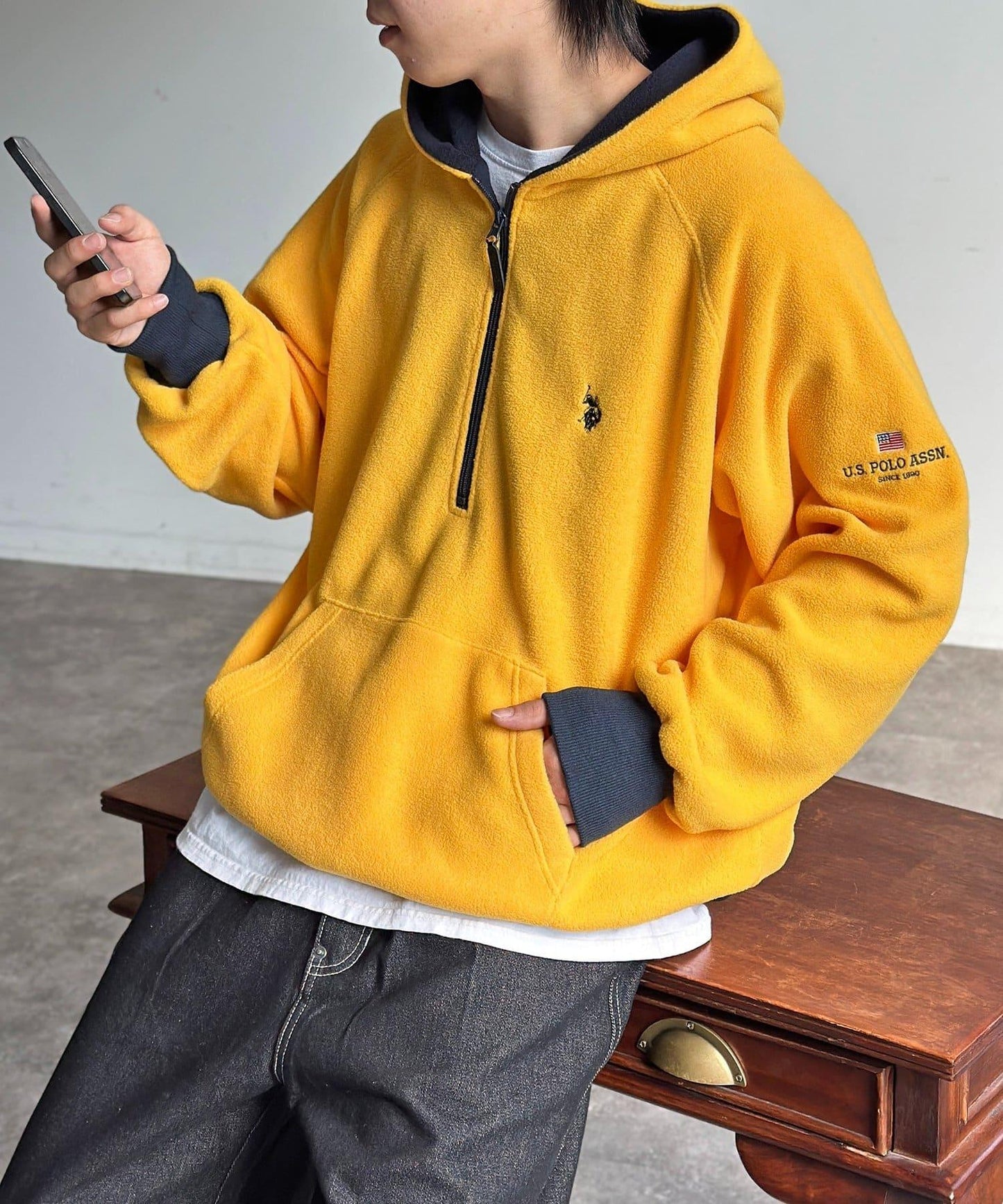 【U.S. POLO ASSN.】抓絨半拉鍊衛衣