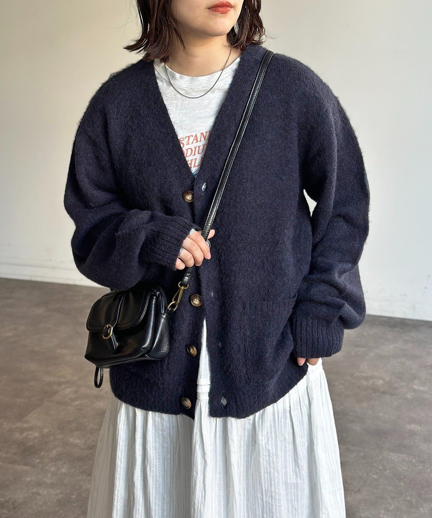 馬海毛混紡長絨開衫