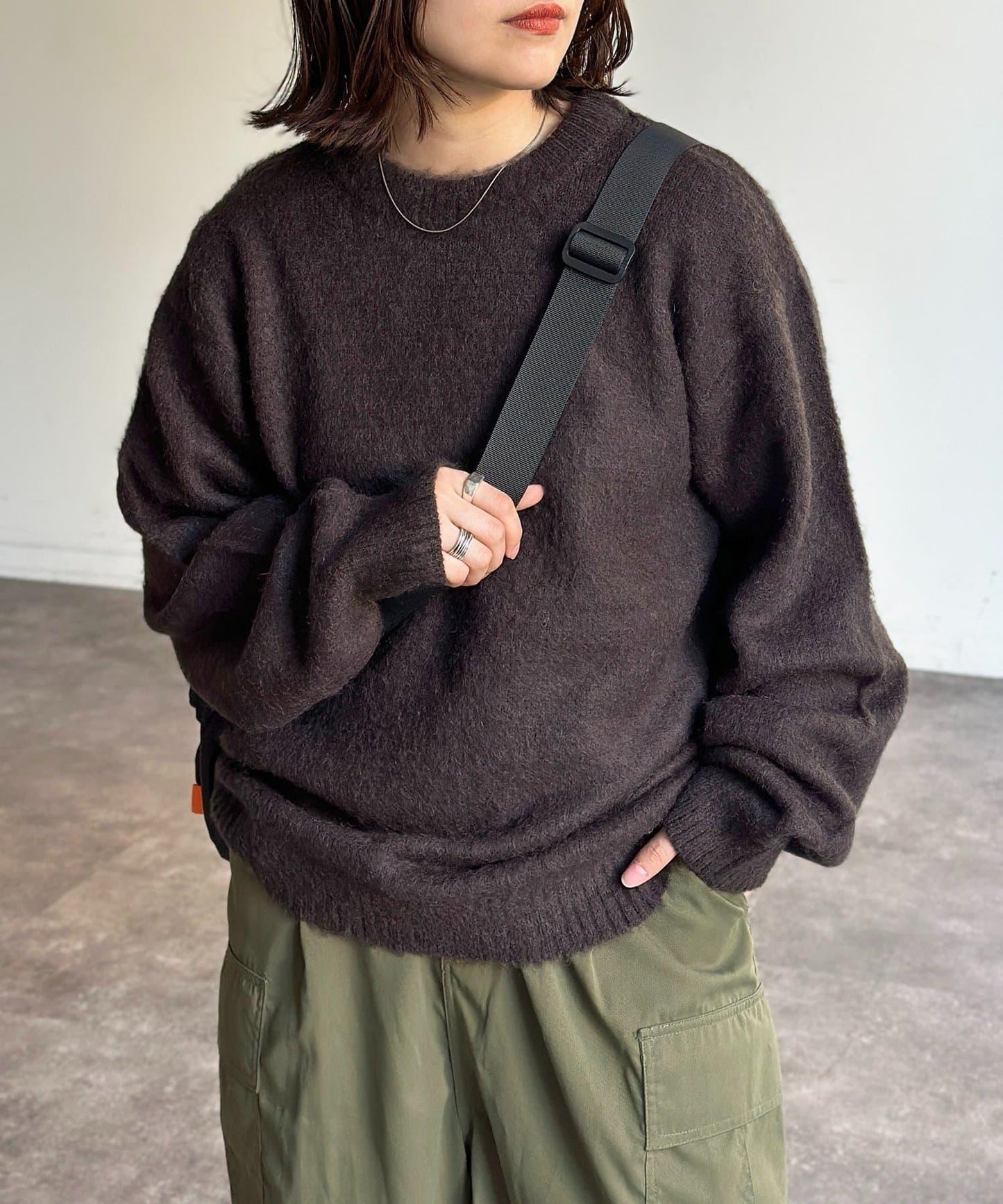 馬海毛混紡長毛針織衫