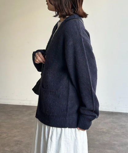 馬海毛混紡長絨開衫