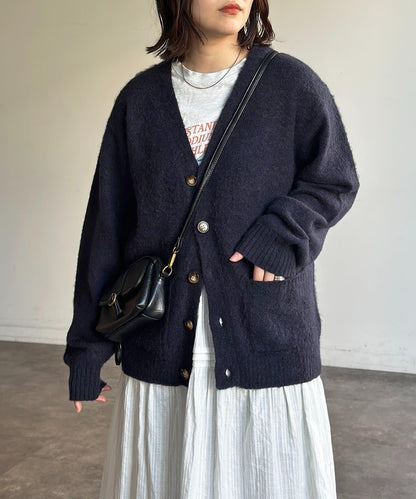 馬海毛混紡長絨開衫