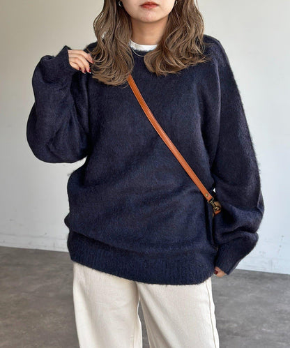 馬海毛混紡長毛針織衫