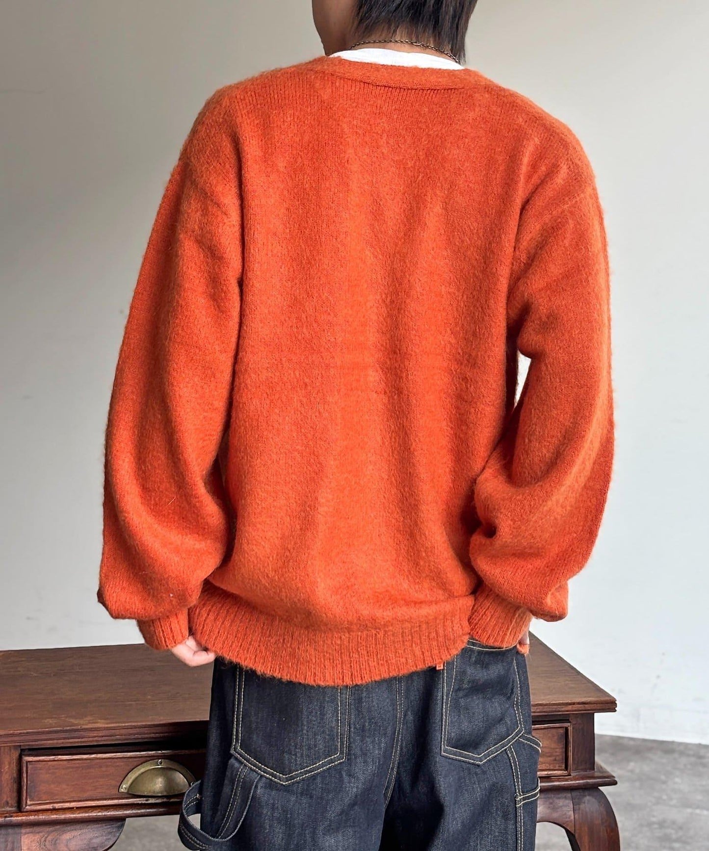 馬海毛混紡長絨開衫