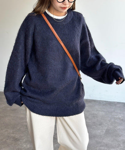 馬海毛混紡長毛針織衫