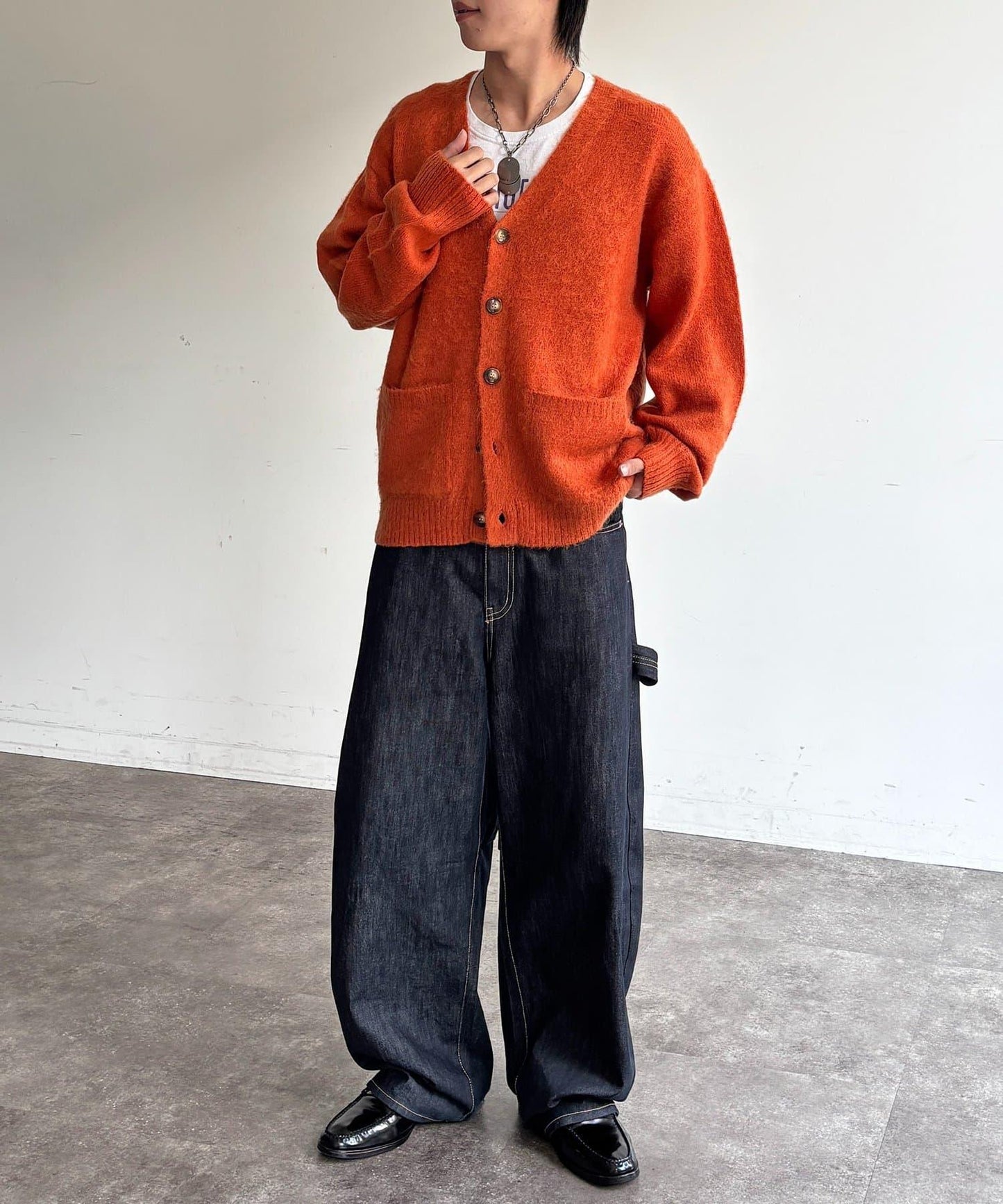 馬海毛混紡長絨開衫