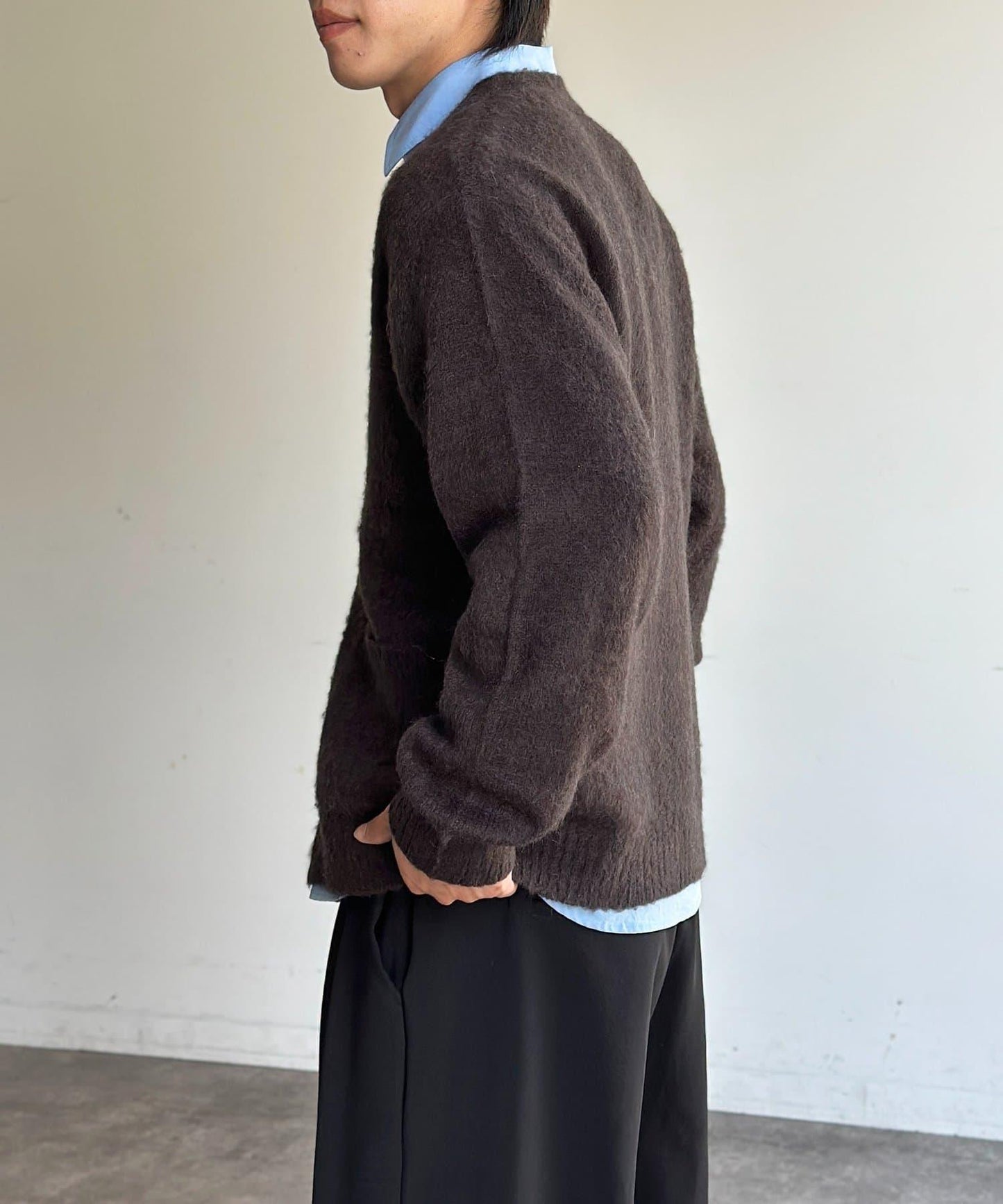 馬海毛混紡長絨開衫