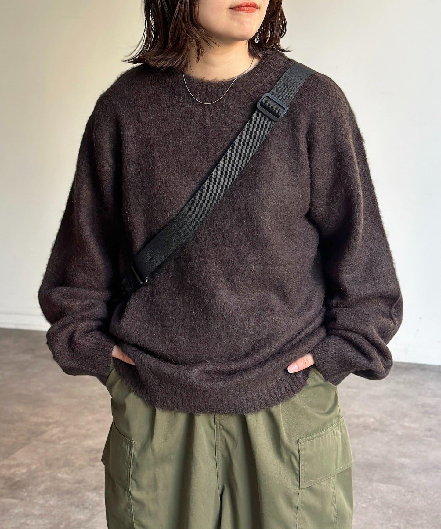 馬海毛混紡長毛針織衫