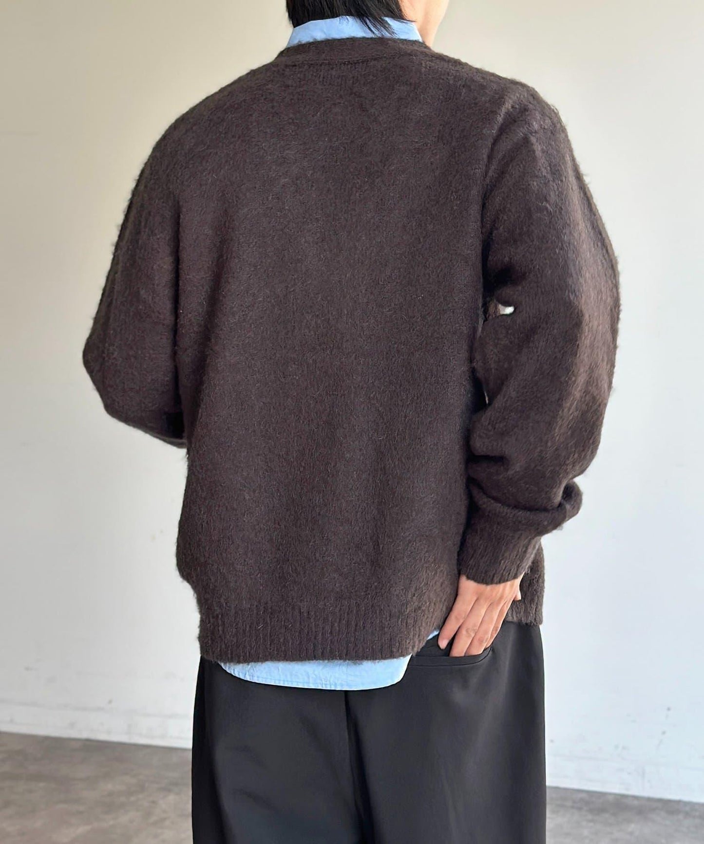 馬海毛混紡長絨開衫