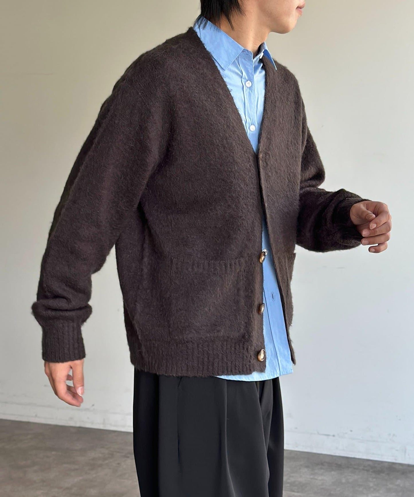 馬海毛混紡長絨開衫