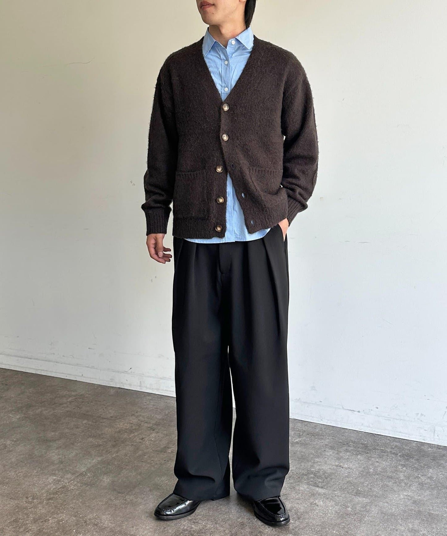 馬海毛混紡長絨開衫