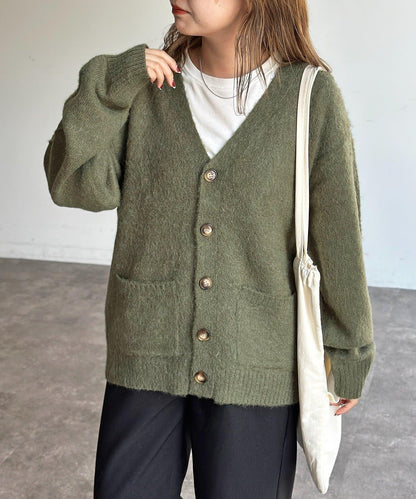 馬海毛混紡長絨開衫