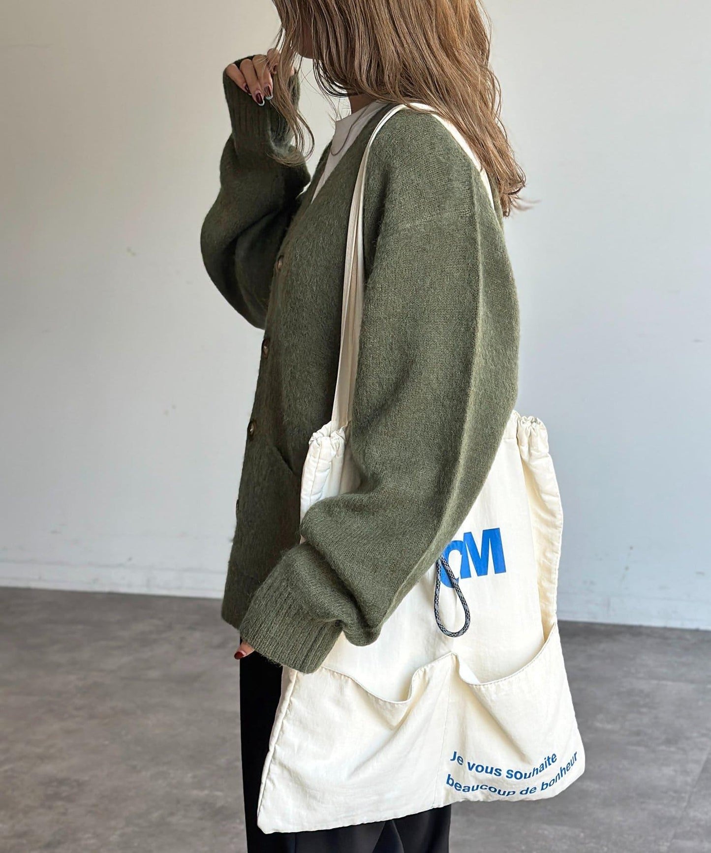 馬海毛混紡長絨開衫