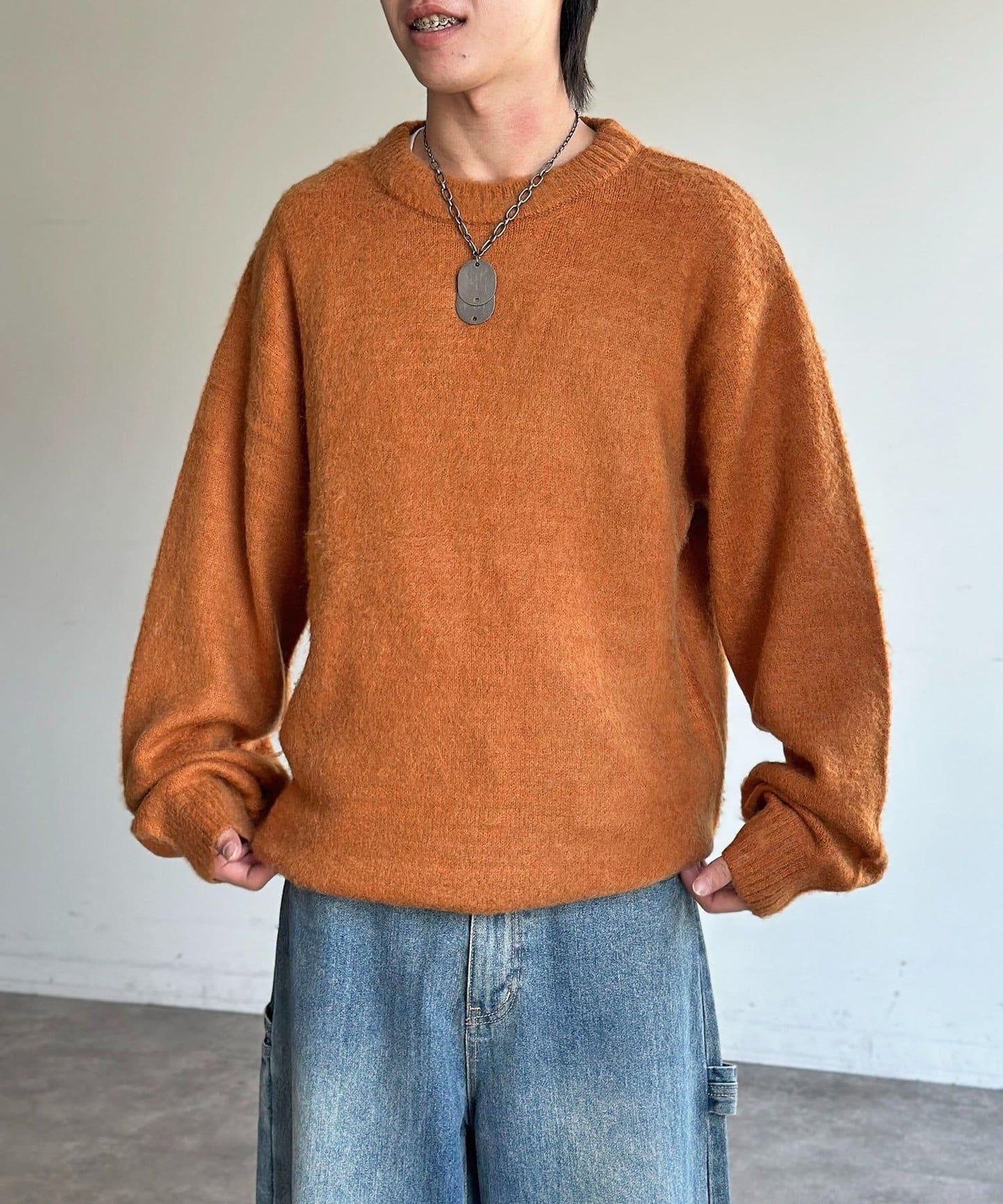 馬海毛混紡長毛針織衫