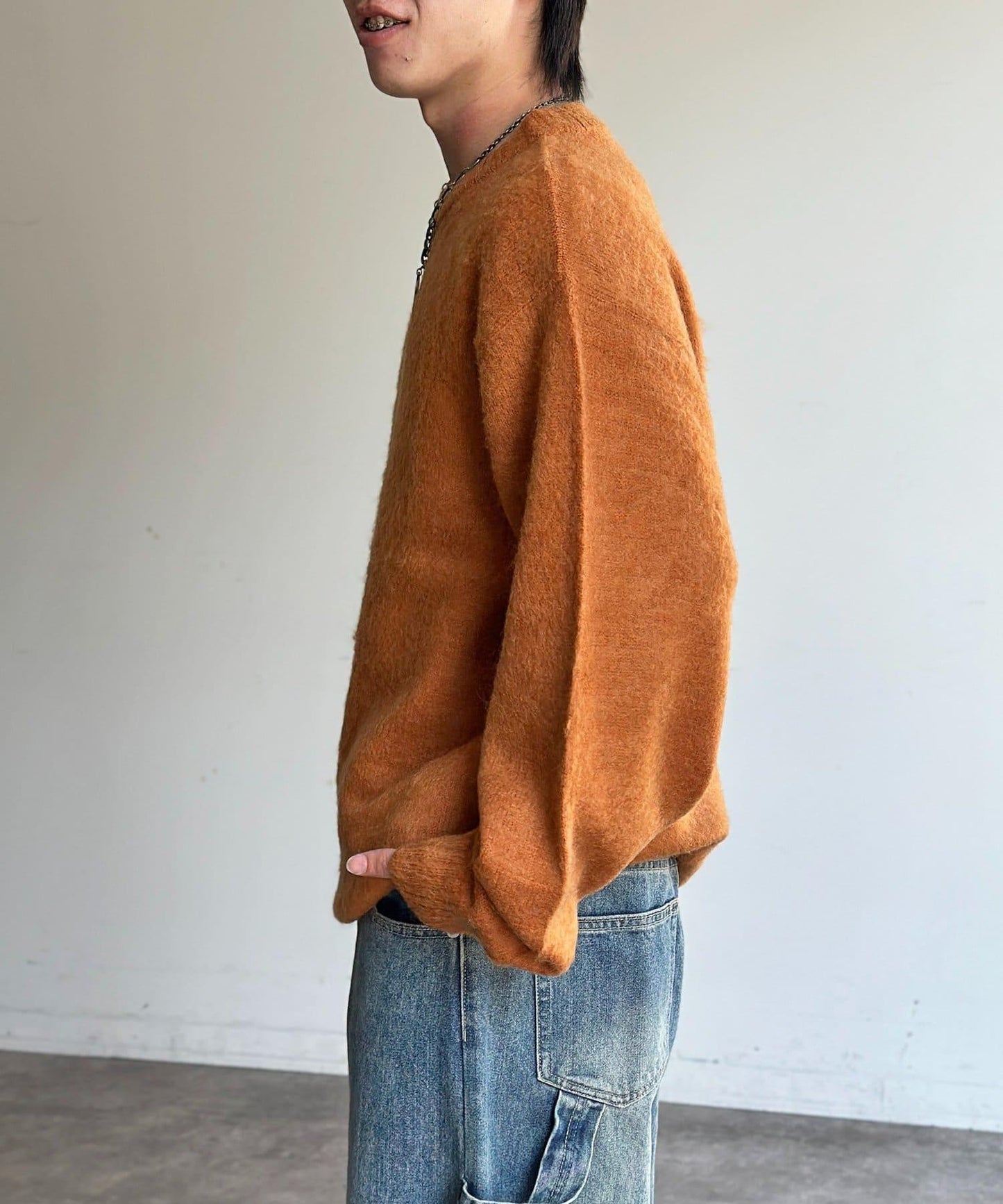 馬海毛混紡長毛針織衫