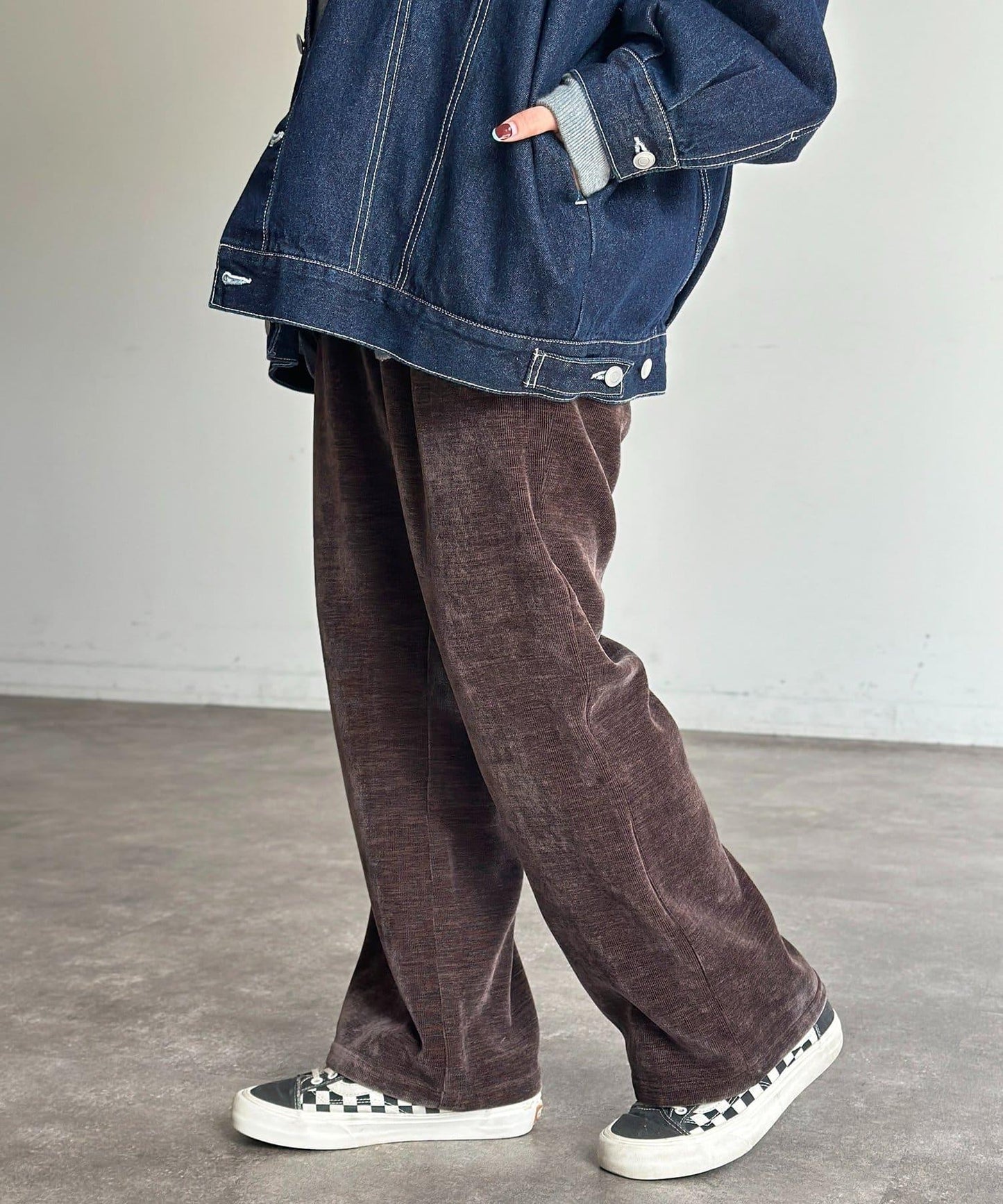 天鵝絨燈芯絨微喇褲