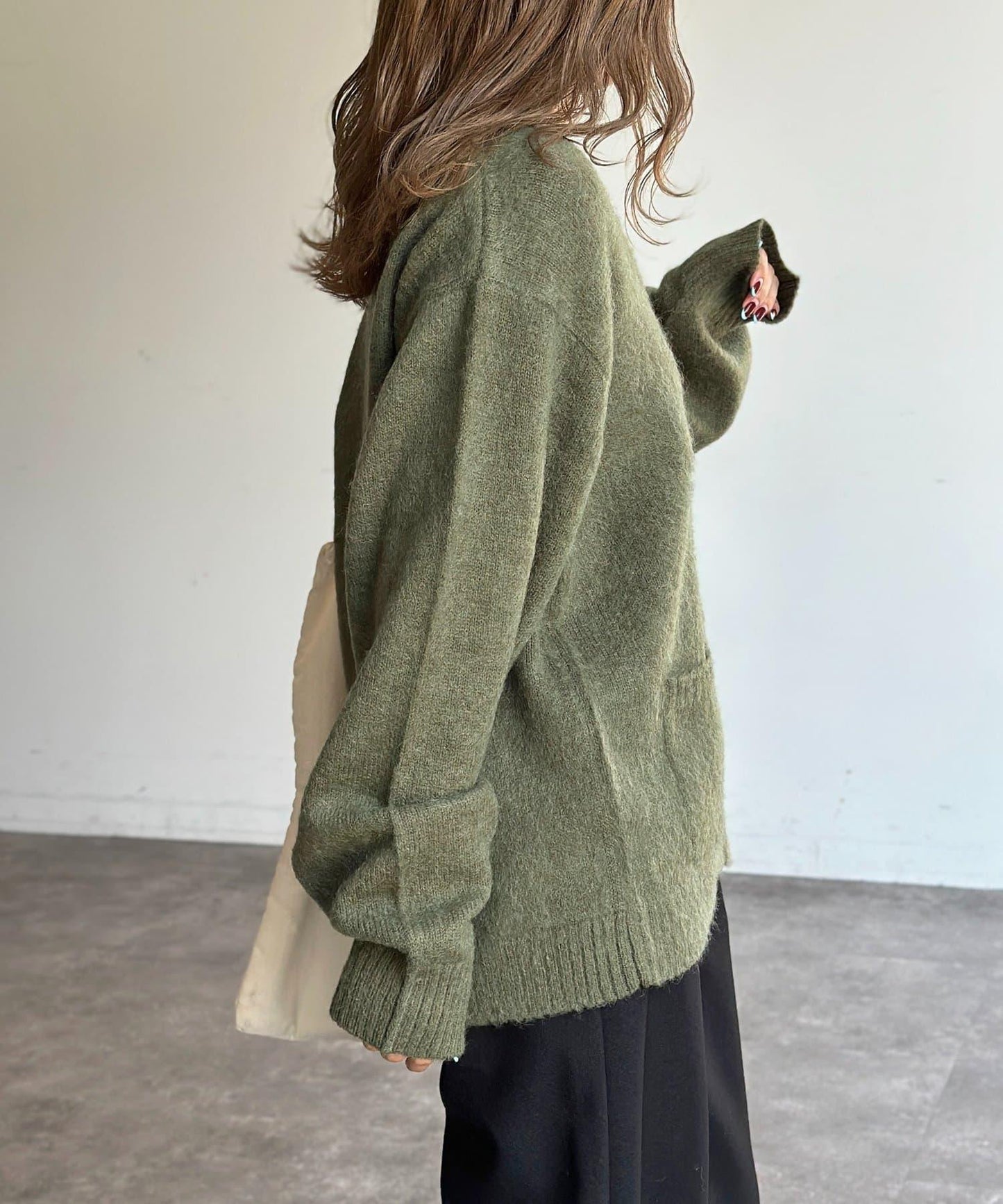 馬海毛混紡長絨開衫