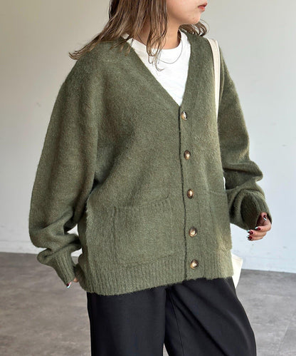 馬海毛混紡長絨開衫