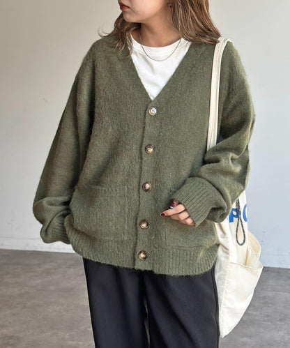 馬海毛混紡長絨開衫