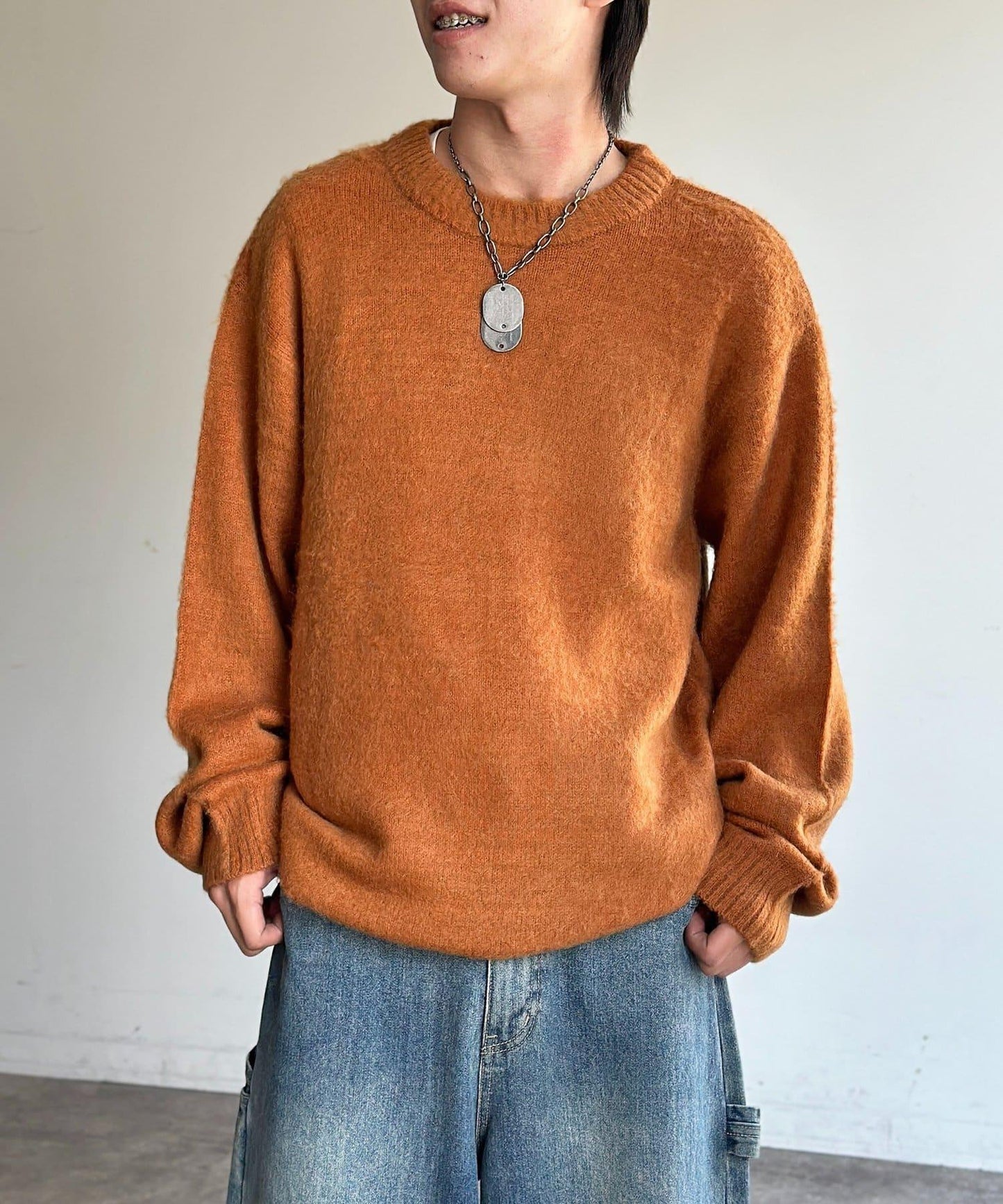 馬海毛混紡長毛針織衫