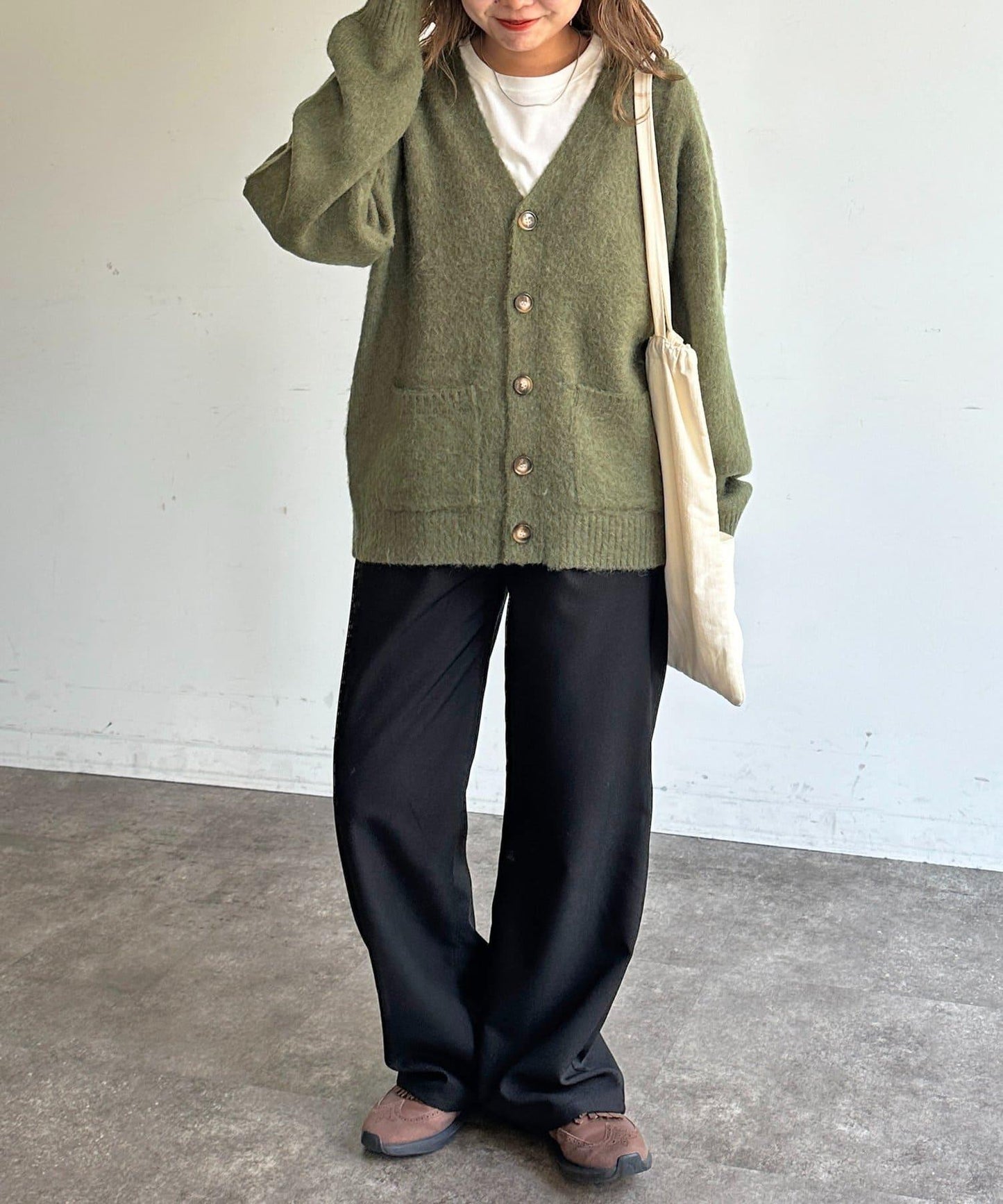 馬海毛混紡長絨開衫