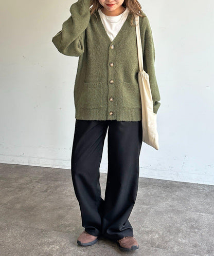 馬海毛混紡長絨開衫