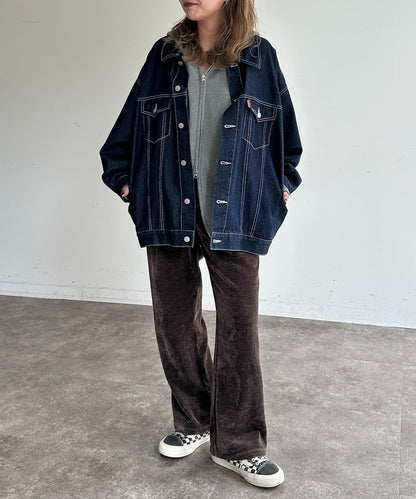 天鵝絨燈芯絨微喇褲