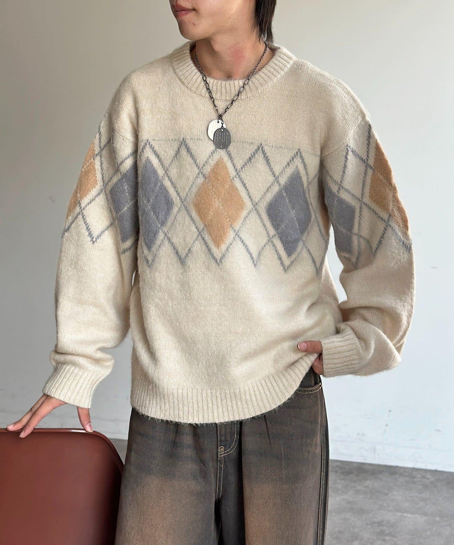 馬海毛混紡長毛針織衫