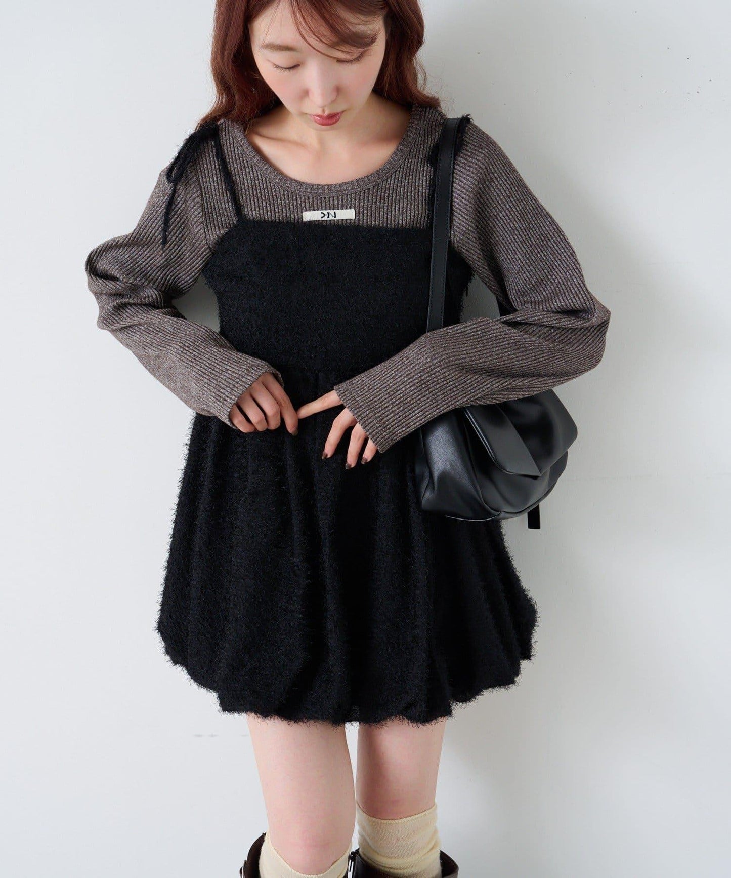 hiyoko泡泡袖長款上衣