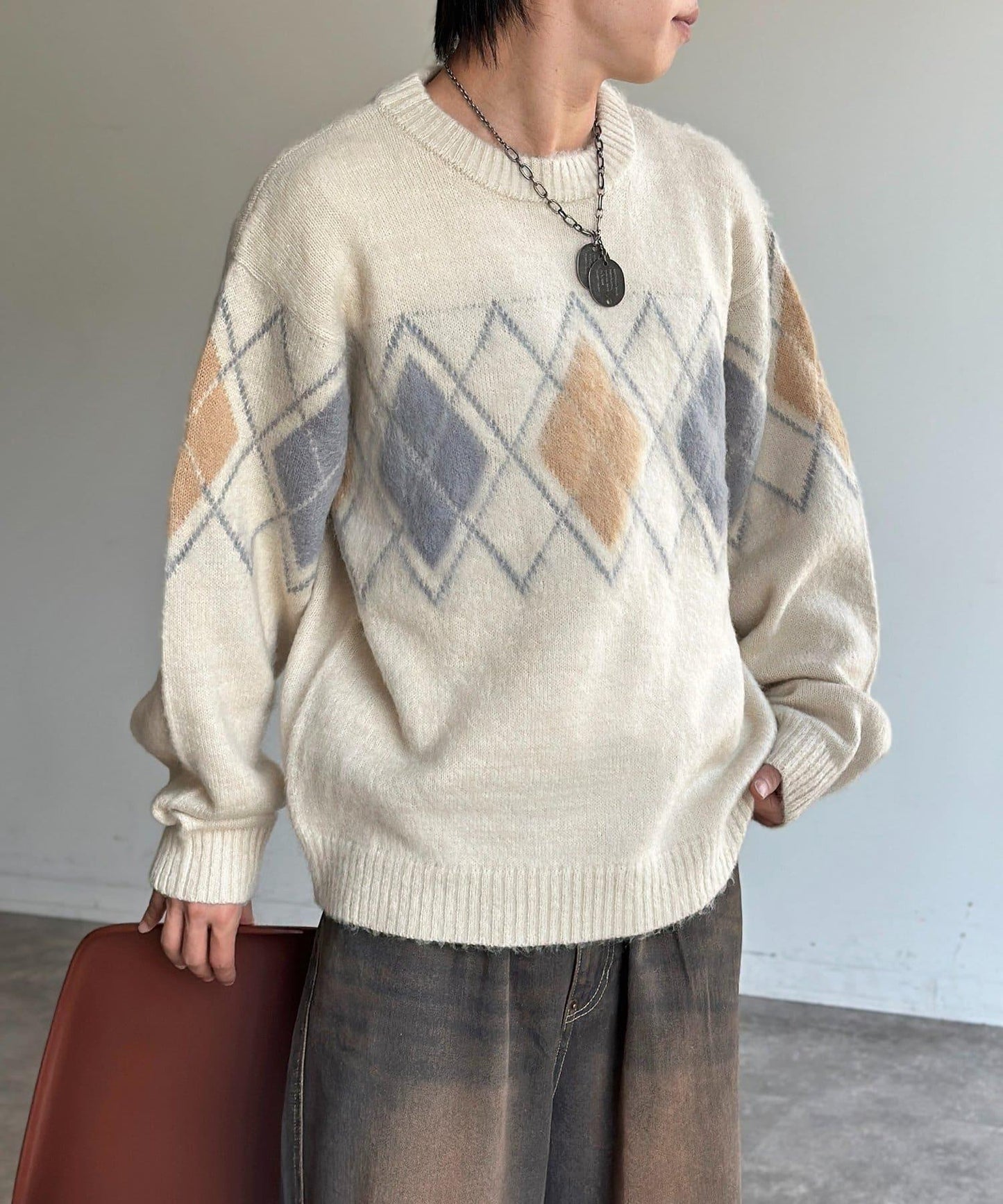 馬海毛混紡長毛針織衫