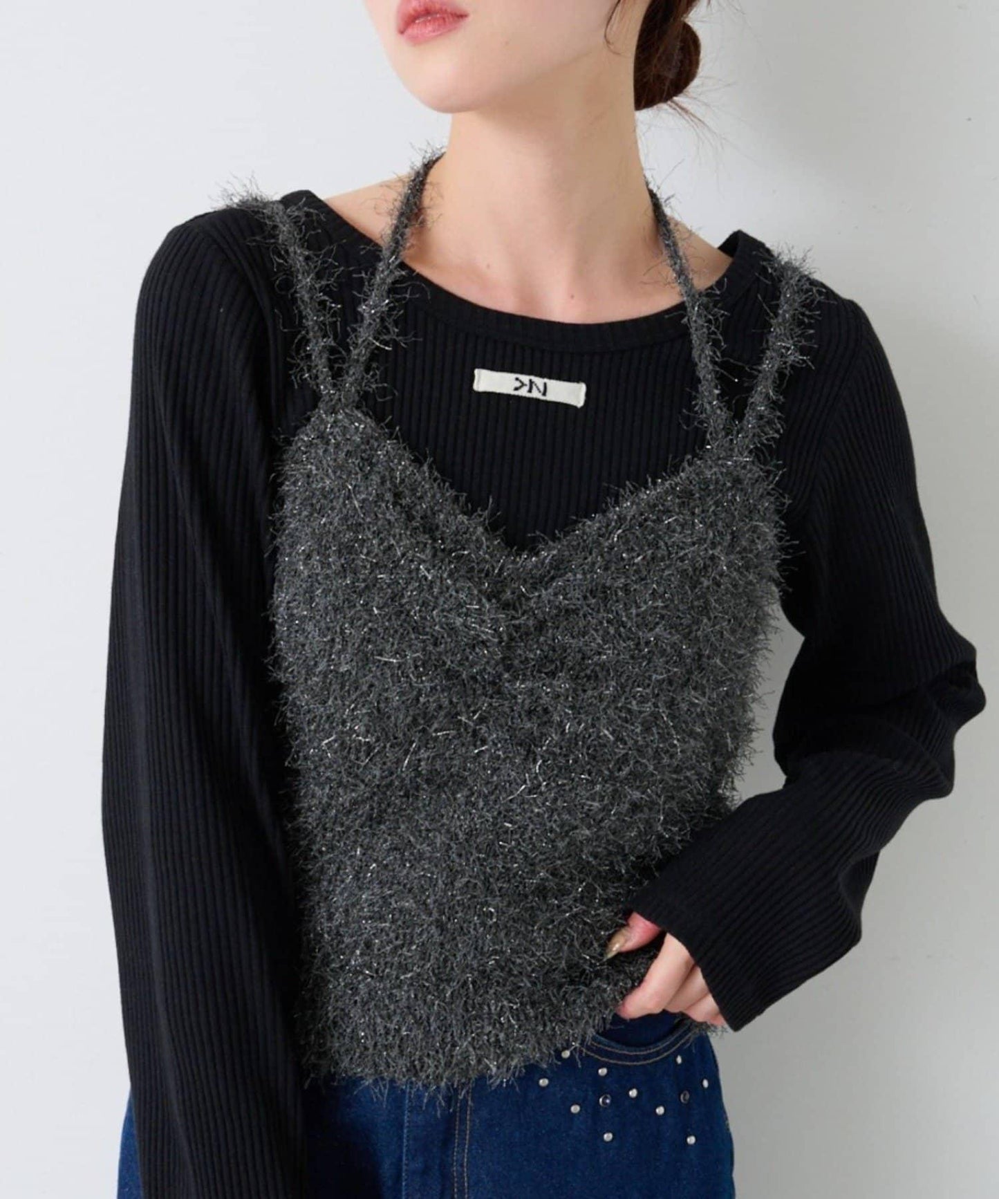 【4色可選】毛絨針織吊帶