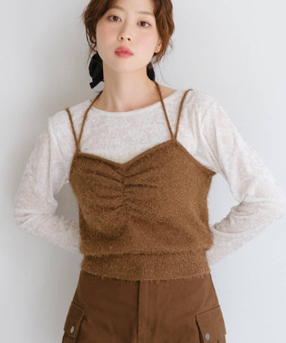 【4色可選】毛絨針織吊帶