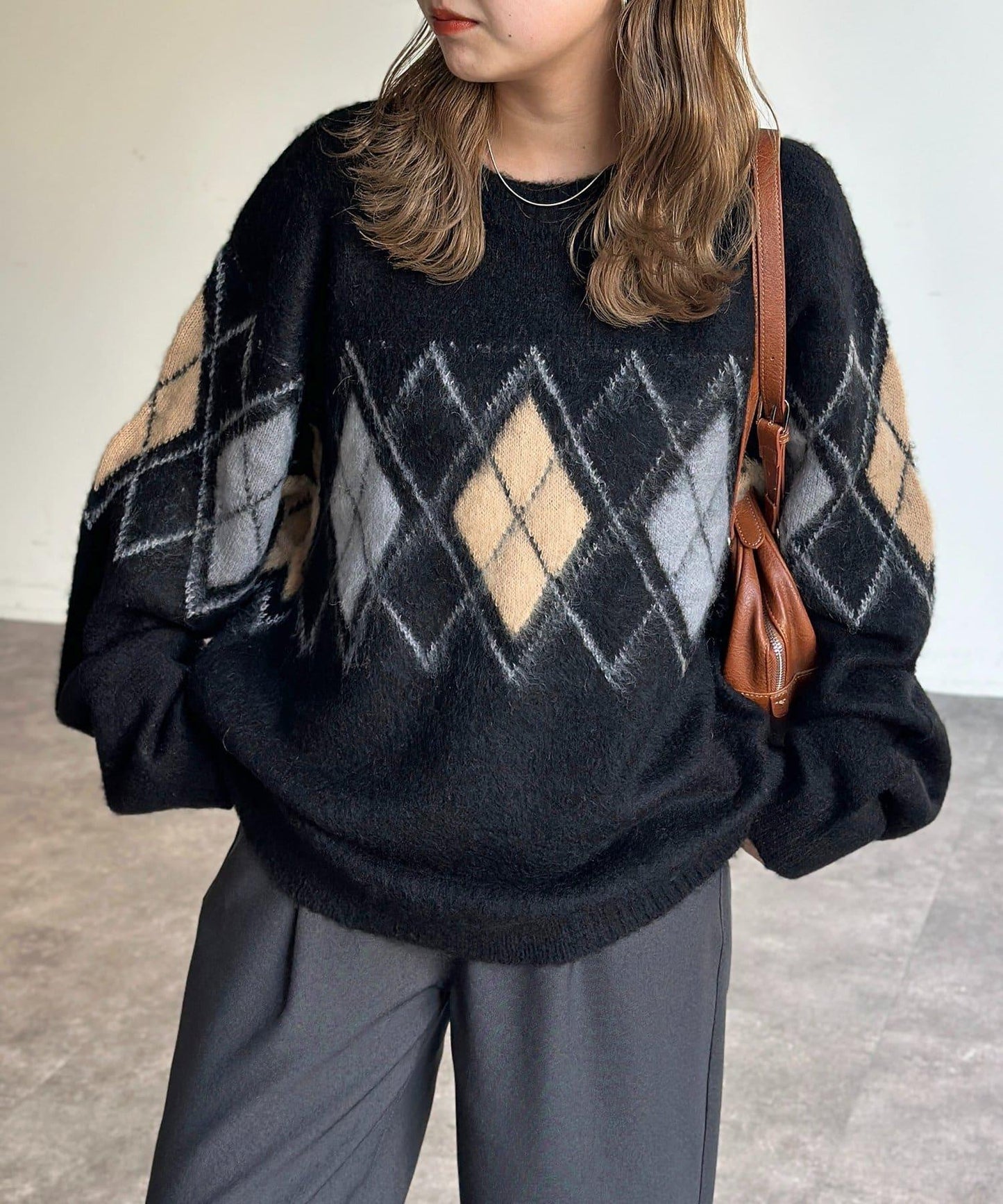 馬海毛混紡長毛針織衫