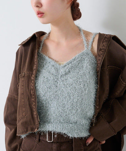 【4色可選】毛絨針織吊帶