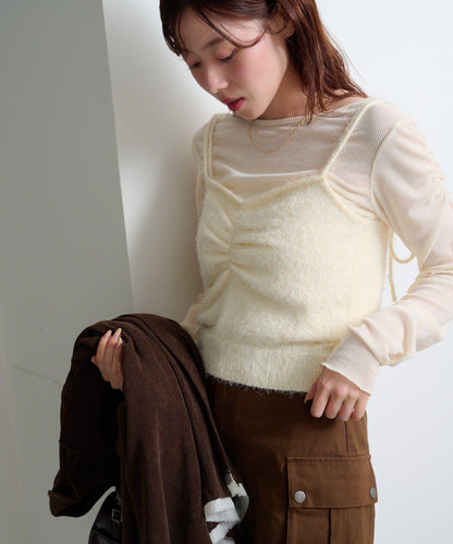 【4色可選】毛絨針織吊帶