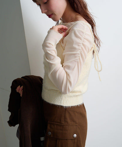 【4色可選】毛絨針織吊帶