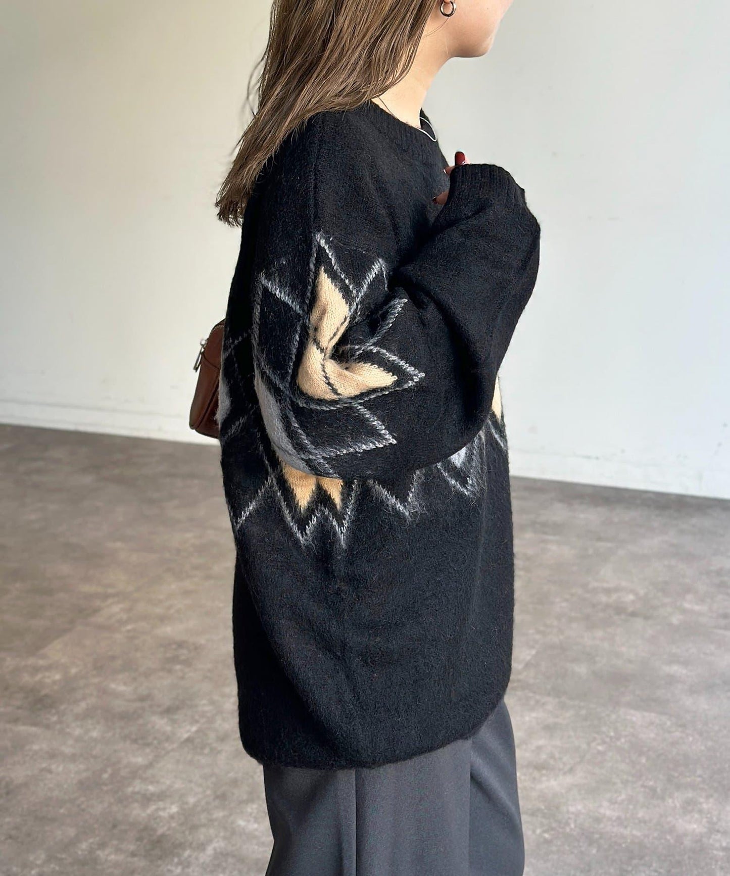 馬海毛混紡長毛針織衫