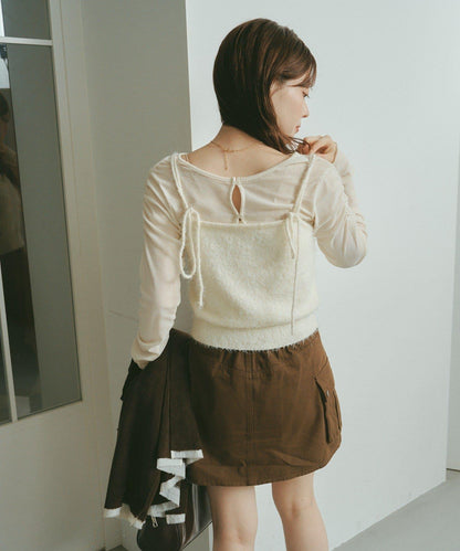 【4色可選】毛絨針織吊帶