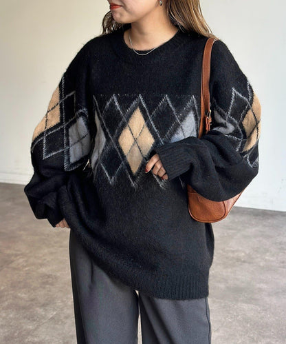 馬海毛混紡長毛針織衫