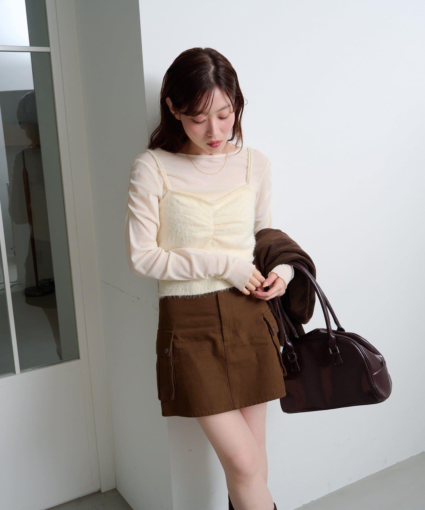 【4色可選】毛絨針織吊帶