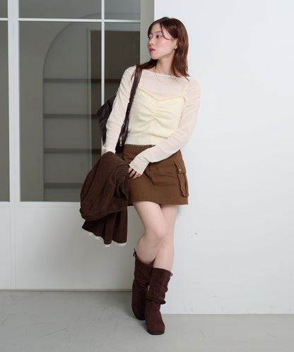 【4色可選】毛絨針織吊帶