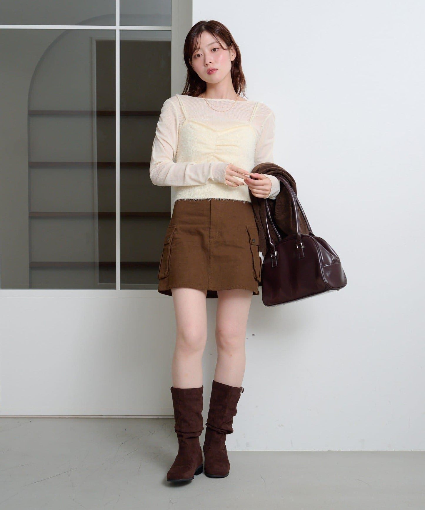 【4色可選】毛絨針織吊帶