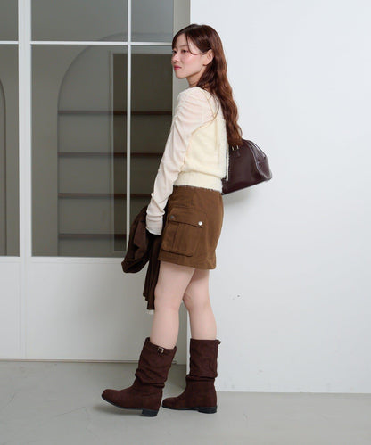 【4色可選】毛絨針織吊帶