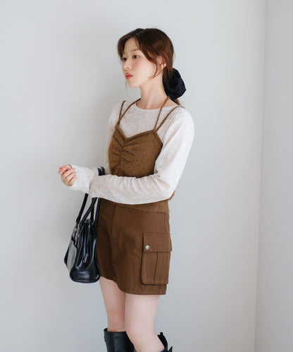 【4色可選】毛絨針織吊帶