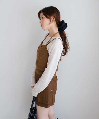 【4色可選】毛絨針織吊帶