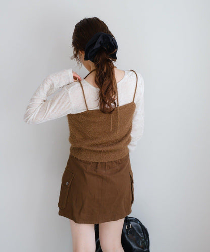 【4色可選】毛絨針織吊帶