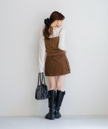 【4色可選】毛絨針織吊帶