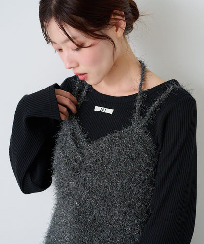 【4色可選】毛絨針織吊帶