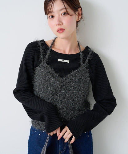 【4色可選】毛絨針織吊帶