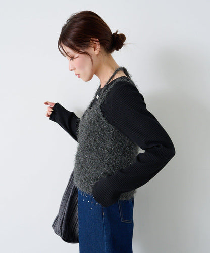 【4色可選】毛絨針織吊帶