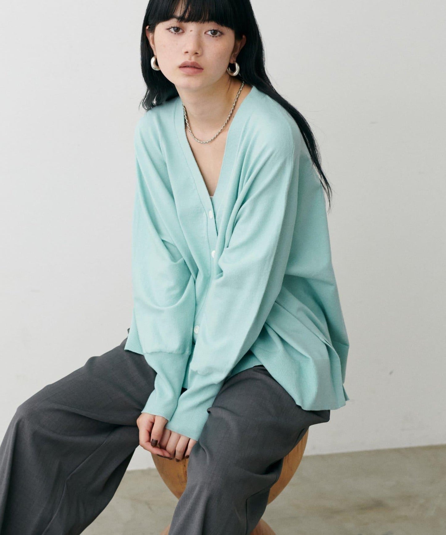 寬鬆蝙蝠袖針織開衫